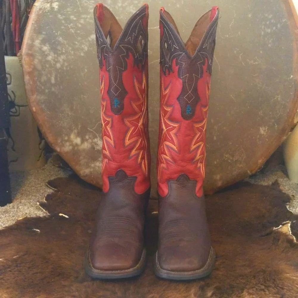 TONY LAMA 3R Buckaroo Rosston Red & Brown cowboy western boots #RR1017 sz 11D - Picture 10 of 16